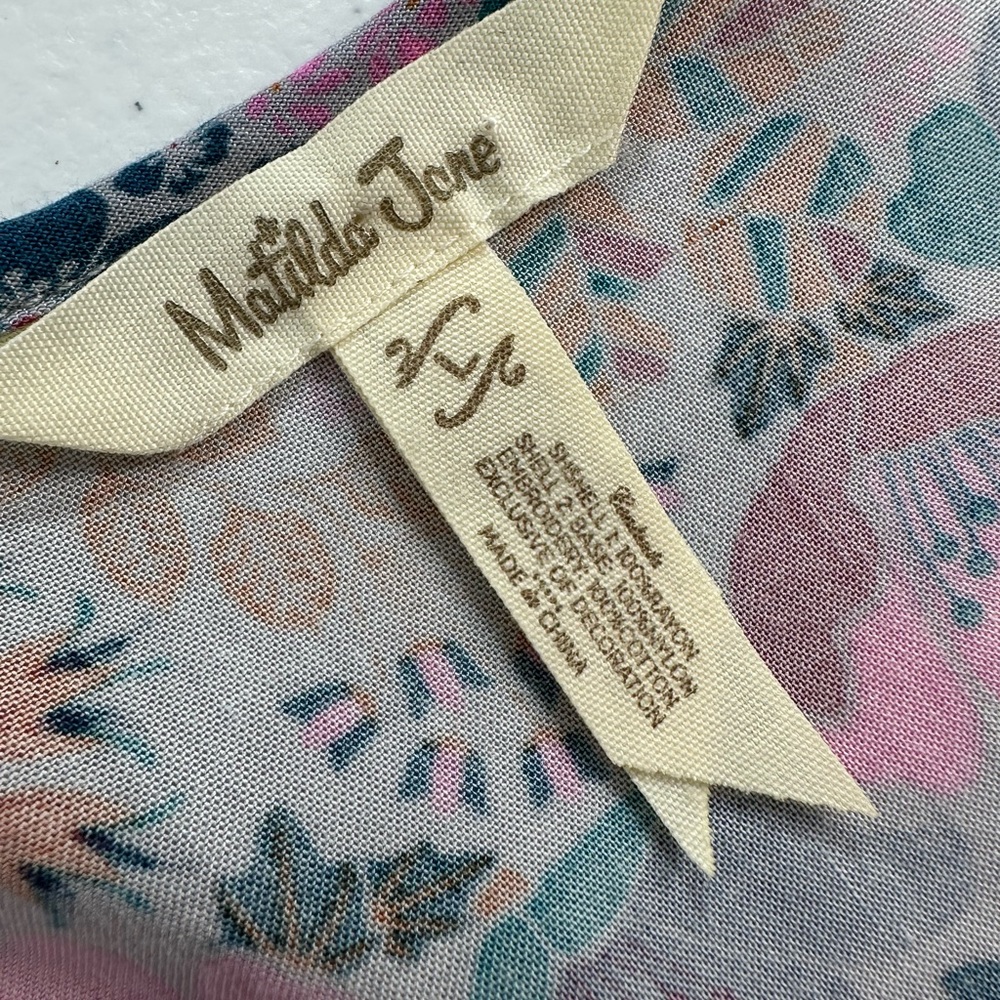 Matilda Jane Sew Perfect Floral Peasant Blouse Lace Tassel Boho Cottage Top L - Picture 4 of 10